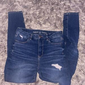 ripped american eagle high rise jeggings stretchy